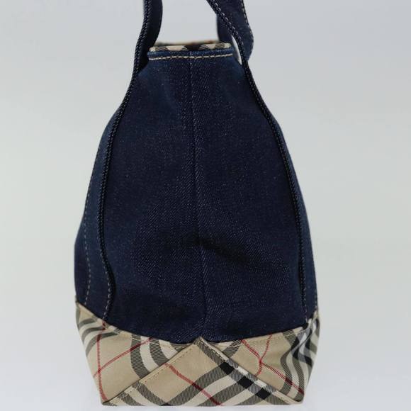 BURBERRY Nova Check Blue Label Hand Bag Denim Navy Beige Auth bs13210 - Picture 5 of 16